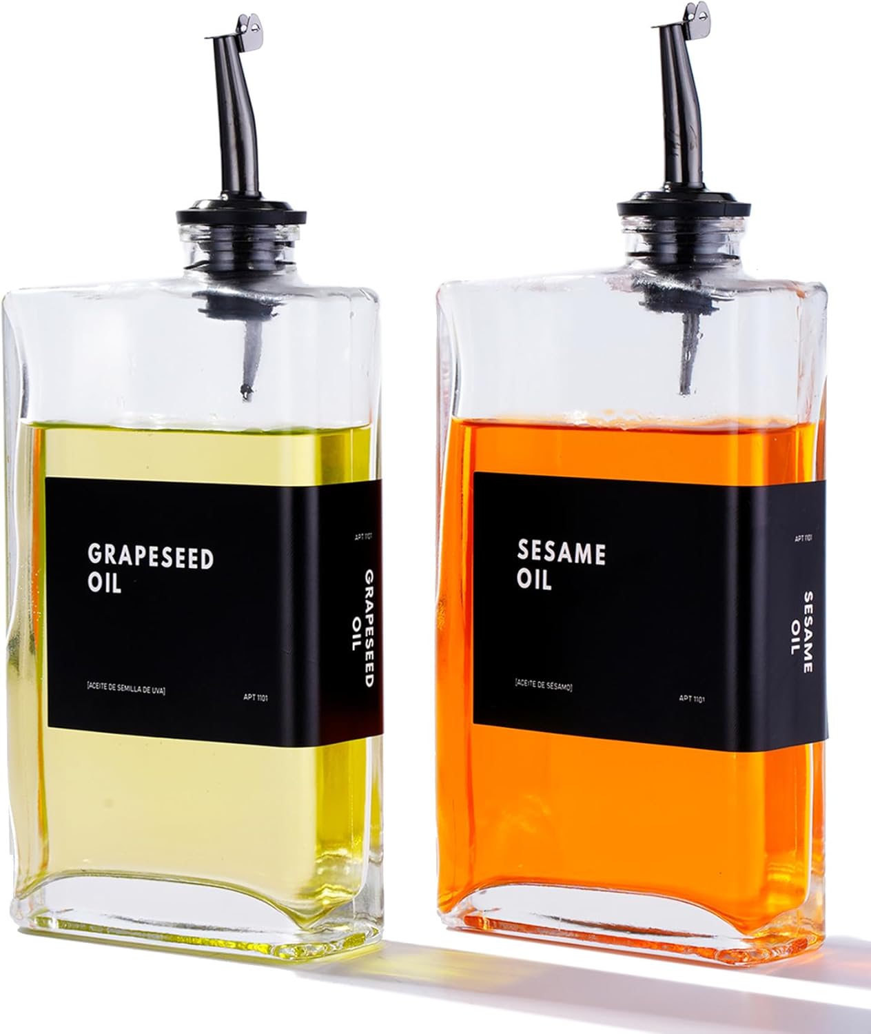 Olive Oil Dispenser for Kitchen, Cooking Oil and Vinegar Dispenser Set, Olive Oil Bottle, Soy sauce dispenser, coffee syrup bottles - 2 pcs, Black