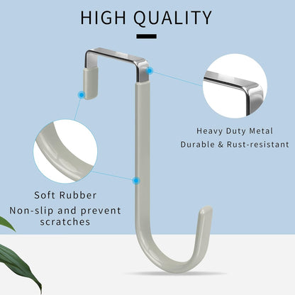 FYY Over The Door Hooks, 4 Pack Door Hangers Hooks with Rubber Prevent Scratches Heavy Duty Organizer Hooks for Living Room, Bathroom, Bedroom Hanging Clothes, Towels, Hats, Coats, Bags Grey