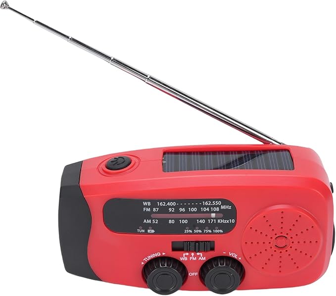 FTVOGUE Emergency Crank Radio 2000mAh Solar Powered NOAA Weather Radio with AM FM WB LED Flashlight SOS for Outdoor and Emergency Preparedness