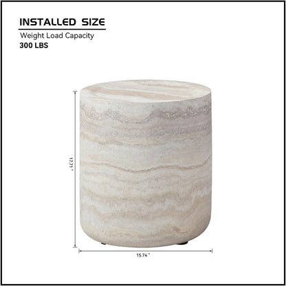 Faux Marble Coffee Table, Modern Round Coffee Table for Living Room, Circle Drum Coffee Side Tables, Fiberglass Center End Table for Small Place Apartment Office (15.74" Marble)