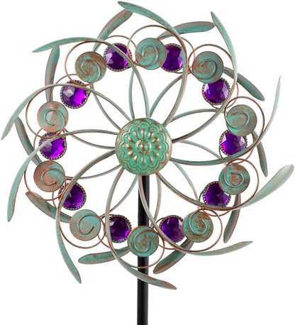 Viveta Outdoor Wind Spinners, 13" Metal Wind Sculpture with Stable Stake, Double-Sided Windmill,Wind Spinner for Yard and Garden