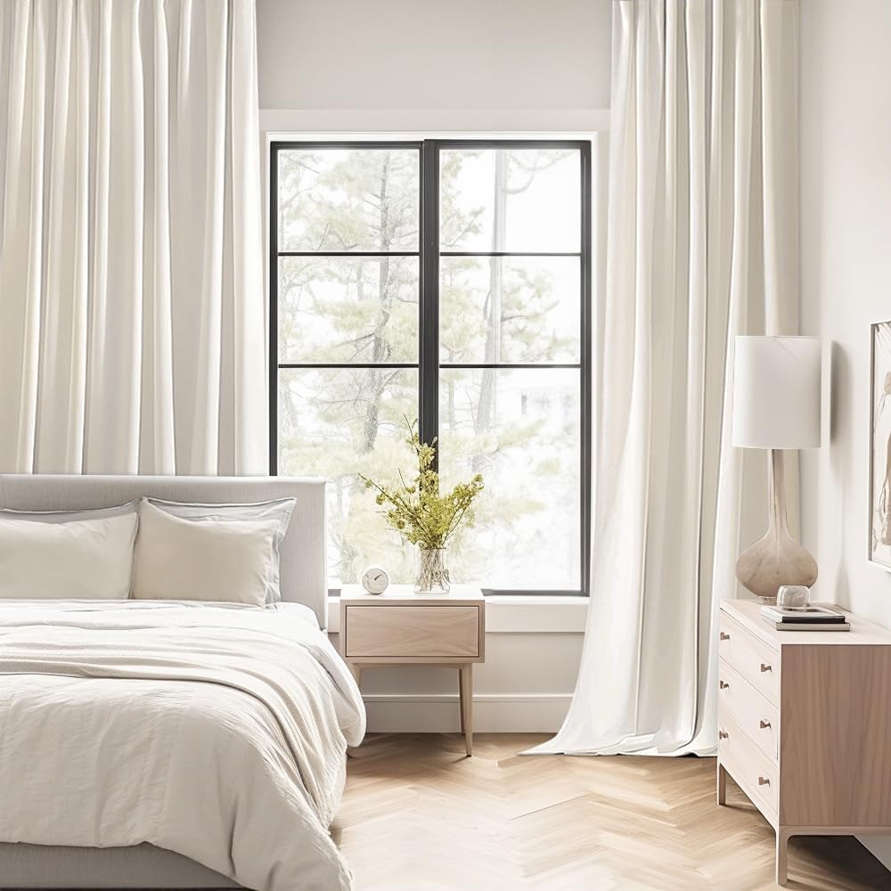 MIULEE Ivory Back Tab Blackout Curtains 72 Inches Long 2 Panels Set for Living Room Bedroom Privacy, Rod Pocket/Pinch Pleat Thermal Insulated Room Darkening Pleated Light Blocking Drapes