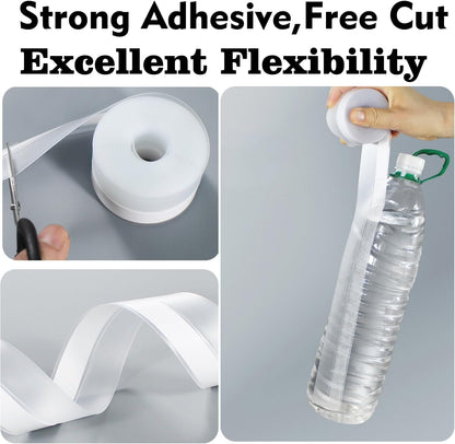 Silicone Seal Weather Stripping Tape 16.5 Ft Strip Bottom Draft Insulation Stopper Tape Weatherproof Soundproof for Door or Window Bathroom Shower Glass Gaps（35mm*5m）