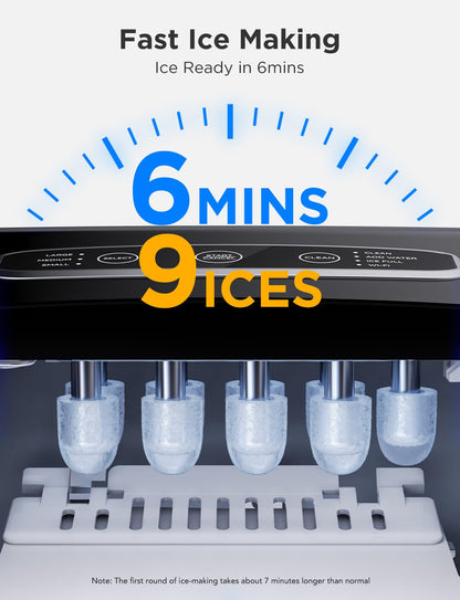 GoveeLife Smart Countertop Ice Makers, Portable Ice Maker Machine with Self-Cleaning, 6 Mins 9 Bullet Ice, 26lbs/24Hrs, Voice Remote for Home Kitchen Party Camping, with Ice Scoop Stainless Silver