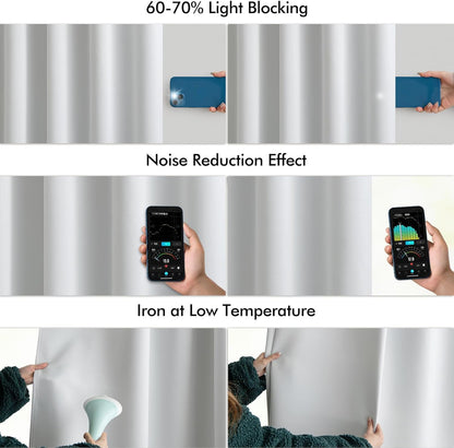 MIULEE Back Tab Light Blocking Curtains 84 Inch Length 2 Panels Set for Living Room Bedroom, Greyish White Rod Pocket/Pinch Pleated Thermal Insulated Room Darkening Blackout Curtains 84 Inches Long