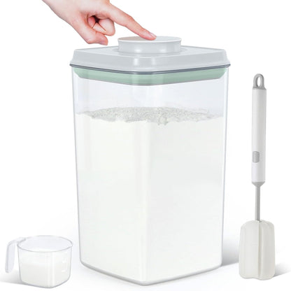 Airtight Flour Rice Storage Container with Pop-up Lid - 4.2 Qt Crystal-Clear Plastic Spaghetti Container, Tall and Slim Food Storage Bin Fit for Kitchen Pantry Organization