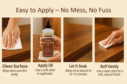 Verdana Natural Wood Conditioner Oil – 8 fl oz – Odorless, Non-Toxic Coconut Oil Polish for Furniture – No Wax Buildup - Nourishes, Restores & Rejuvenates Wood Furniture
