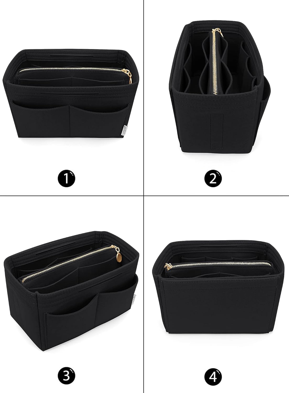 LEXSION Felt Purse Bag Organizer Insert with zipper Bag Tote Shaper Fit Speedy Neverful PM MM