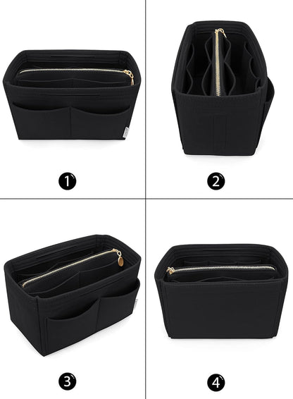 LEXSION Felt Purse Bag Organizer Insert with zipper Bag Tote Shaper Fit Speedy Neverful PM MM