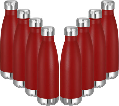 VEGOND 17oz Stainless Steel Water Bottles Bulk, Reusable Metal Sports Water Bottle Keeps Drink Hot and Cold, BPA Free Double Wall Vacuum Cola Shape Insulated Water Bottles for Camping Gym, 8 Pack