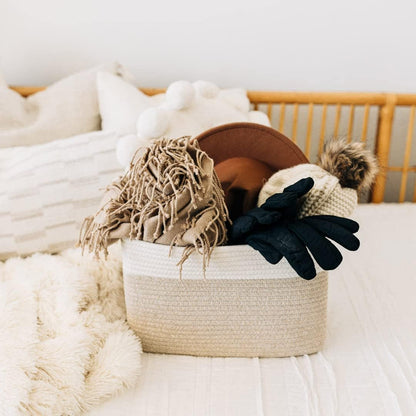 OrganiHaus Woven Storage Baskets for Organizing, Cotton Rope Organizer Bins for Shelves, Closet & Nursery, Dog Toy Basket, Decorative Bins for Toys, Towels & Books - 15x10x9, Light Honey