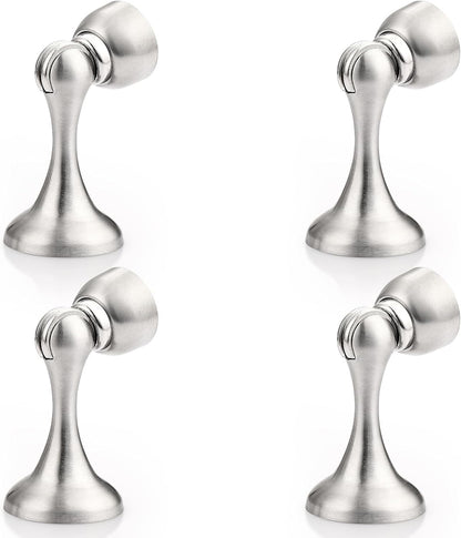 Probrico Brushed Nickel Magnetic Door Stoppers for Bottom of Door, Stainless Steel Magnet Door Catch Door Stops to Keep Door Open, Heavy Duty Door Holder, Wall and Floor Mounting, 4 Pack