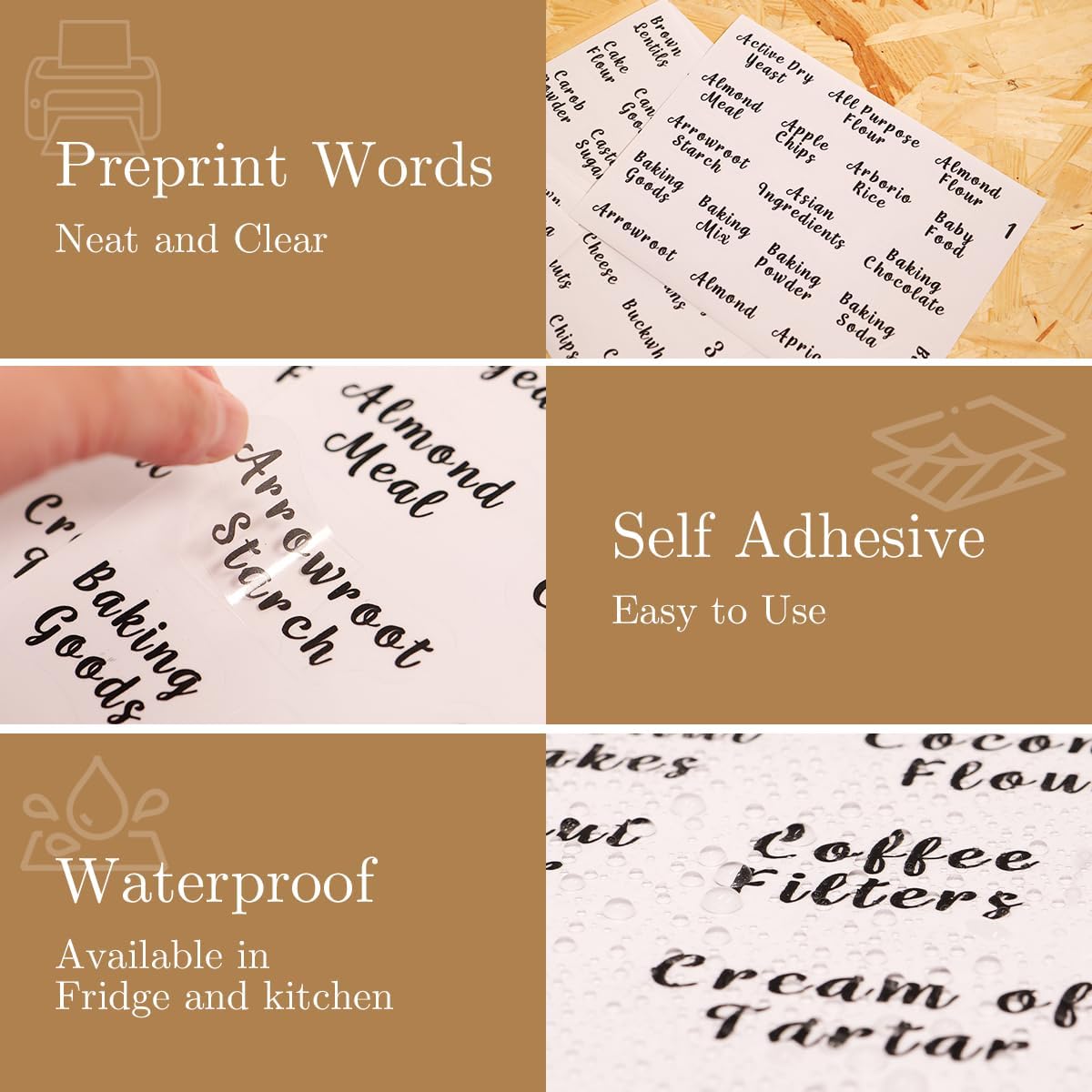 3 Pcs Square Glass Pantry Storage Containers with Bamboo Airtight Lid and 248 Clear Pantry Labels Preprinted - 74oz Thicken Glass Food Storage Jars for Coffee, Cookie, Tea, Sugar, Spice