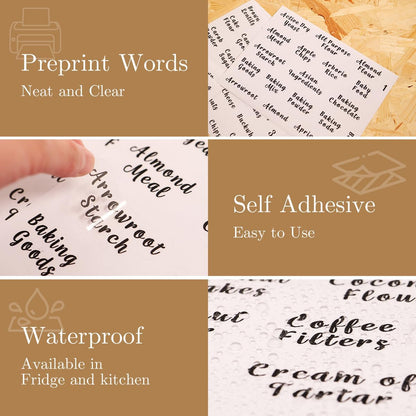 6 Pcs Square Glass Pantry Storage Containers with Bamboo Airtight Lid and 248 Clear Pantry Labels Preprinted - 24oz Thicken Glass Food Storage Jars for Coffee, Cookie, Tea, Sugar, Spice