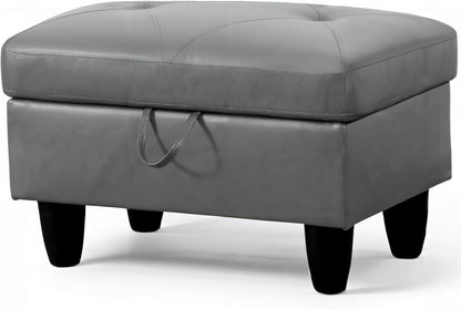 Ottoman Rectangular Storage Ottoman Bench, Faux Leather Footrest, Coffee Table, Stool Footstool with Hinged Lid for Living Room, Bedroom, Entryway, Gray, 28.5"x19"x17.5"