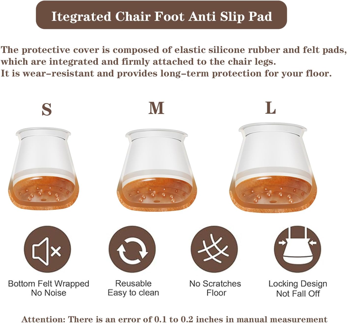 20 Pcs Chair Leg Floor Protectors for Hardwood Floors, Clear Rubber Furniture Sliders with Felt, Silicone Furniture Leg Caps Covers, Fit Round Diameter (0.6" to 0.8")