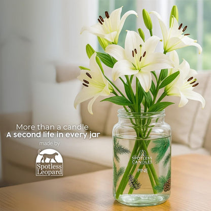 Pine Candle - Large 22oz Glass Jar with Wooden Wick 130 Hours Burn Time - Decorated Jar Within a Presentation Gift Box and Protective Shipping Box