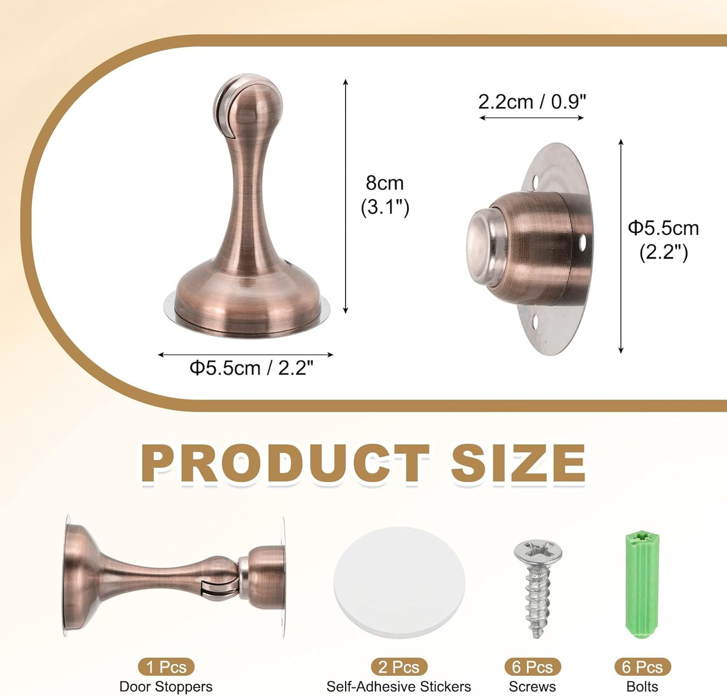 MECCANIXITY Magnetic Door Stoppers Stainless Steel Door Stops, Wall Floor Mounted Doors Holder Keep Doors Open for Home Office Closet (Reddish Bronze)