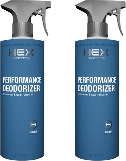 HEX Performance Deodorizing Spray, Fresh, 44oz (Pack of 2) - Awesome for Shoes, Gear, Activewear & Fabrics, Yoga Mats & Gym Equipment, Carpet, Pets, Odor Eliminator & Fabric Refresher Spray