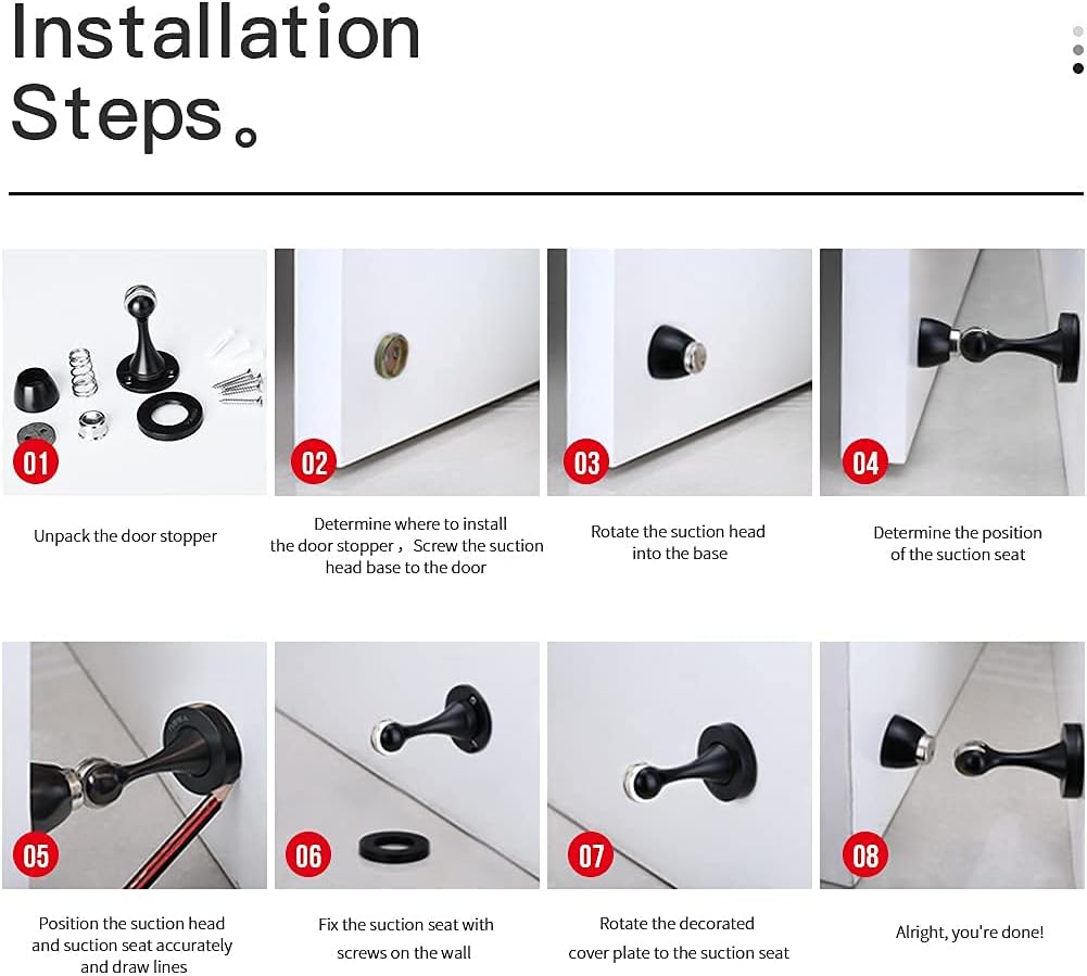 YAGU 1 Pack Silver Magnetic Door Stoppers Catch, Zinc Alloy Brushed Nickel Door Stops Holder Wall Floor Mounted, Magnet Metal Soft-Catch