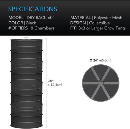AC Infinity Herb Drying Rack, 8-Layer Hanging Mesh Net for Plants, Seeds, and Buds, 24" Diameter Fit in Grow Tents Closets Hydroponics