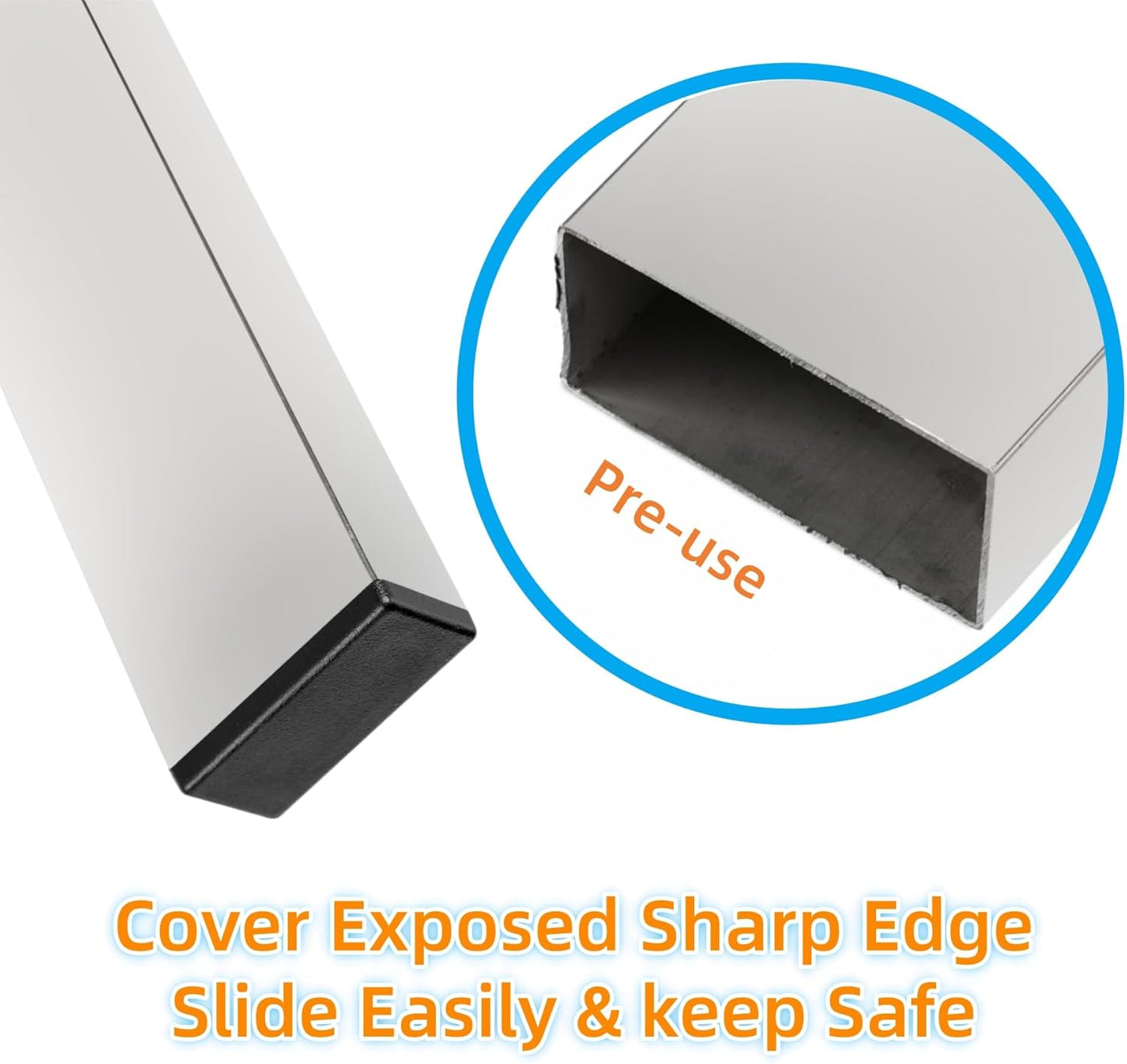 Furnigear Plastic Plugs Tubing End Cap Chair End Caps Outside Bottom Tubing Caps Rectangle Furniture Sliders Glides Black (24, Fit 1.37-1.5 x 0.78-0.9" Rectangle Tube Inner Size)