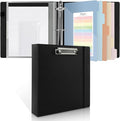 SKYDUE 3 Ring Binder with Clipboard, 2 Inch PU Heavy Duty Binder with Notepad & 5 Dividers with 5 Pockets, Labels, Clipboard Folder Great for School Office(Fit Letter Sized Paper)