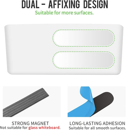 loukin Magnetic and Adhesive Marker Holder, Dry Erase Accessory Tray, Magnetic Storage Organizer for Whiteboard, Glass or Refrigerators 2 Pack(White)