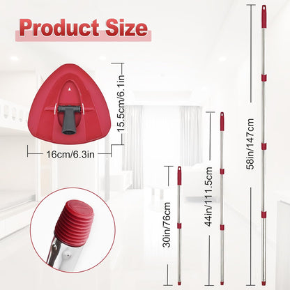 Mop Handle for Ocedar, Mop Handle for O Cedar, Spin Mop Replacement Handle for O Cedar, 4-Section Spin Mop Handles and Base for Ocedar, 30" to 58" Mop Stick Pole Handle and Base for Ocedar Spin Mop