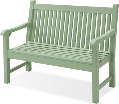 Psilvam Garden Bench, 2-Person Poly Lumber Patio Bench, All-Weather Outdoor Bench That Never Rot, Memorial Bench, Suit for Garden, Porch and Park (Green)