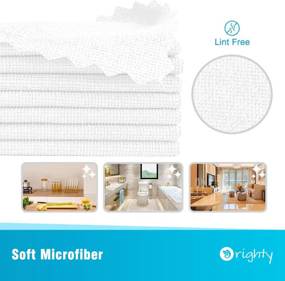 Orighty Cleaning Cloths, Shop Towels 50 Pack, Shop Rags Reusable, Microfiber Cleaning Rags Bulk for Cars, Multi-Purpose Lint Free Towels for Automotive, Mechanic, Kitchen, 11.5’’ x 11.5’’, White
