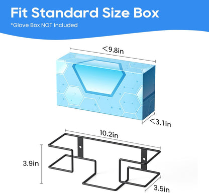 THYGIFTREE Glove Box Holder Wall Mount Disposable Glove Dispenser, Metal Glove Rack for Rubber Latex Gloves Organizer Facial Tissue, Black 1pc