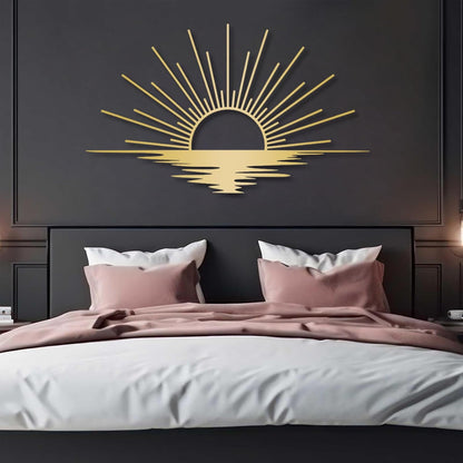 Sunrise Metal Wall Art, Metal Sun Wall Decor, Metal Sun Outdoor Decor, Large Metal Sun Wall Art, Sun Wall Art, Boho Sun Wall Art, Sunshine Metal Sign, Living Room Bedroom Wall Hangings (White, 47"x 27"| 120x71cm)
