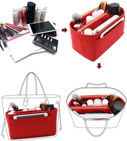 LEXSION Felt Purse Bag Organizer Insert with zipper Bag Tote Shaper Fit Speedy Neverful PM MM