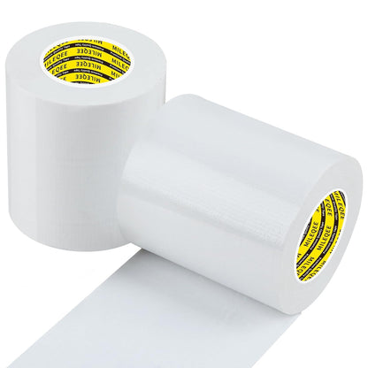 2Pack Duct Tape Heavy Duty Single Sided, Strong Adhesive High Strength, Waterproof Mesh Tape for Indoor Outdoor Repairing Sealing Bonding, Easy Use Hand Tearable, 3.15 Inch x 33 Feet, White