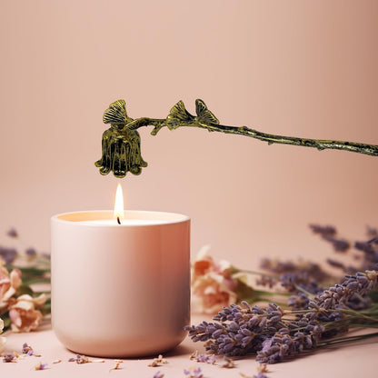 Candle Snuffer, Candlesnuffers Wick Snuffer Candle Extinguisher Accessory for Putting Out Extinguish Candle Wicks Flame Safely, Ginkgo Leaf Design Retro Gold