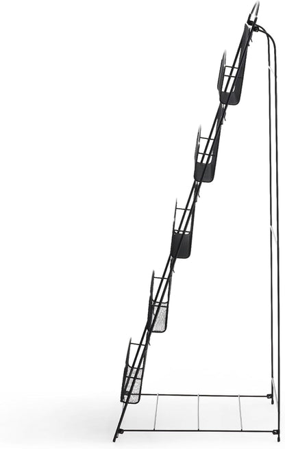 Safco Onyx Mesh Magazine Holder, Ladder Style Display Rack with 5 Pockets, Brochure Organizer, Commercial-Grade Steel Construction, Black