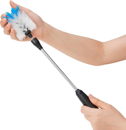 Stainless Steel Bottle Brush with Replaceable Head, 2 Pack Long Handle Scrubbing Brush for Water Bottles, Glasswares, Mugs, Flasks, Tumblers, Vases, and Kitchen Sink, 15 in