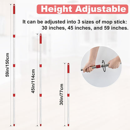 Mop Handle for O Cedar,2 Spin Mop Base for Ocedar, Mop Stick Pole Handle Adjustable 30-58" and Replacement Mop Base Part for EasyWring Spin Mop, Lightweight & Durable