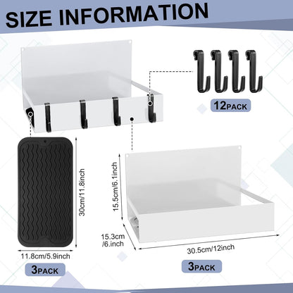 3 Pack Magnet Garage Organizer Magnetic Spice Rack for Refrigerator 20 lb Capacity Shelf Hanging Heavy Duty Magnetic Fridge Side for Organize Garage Tools (White)