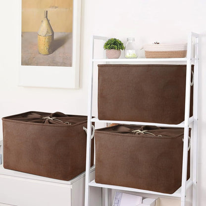 TheWarmHome Organization and Storage for Organizing - Extra Jumbo 3 Pack 20.5x15.7x13.8 inch Fabric Storage Bin for Shelves, Storage cubes for Decorative Shoes Towel Blanket Closet (Brown)