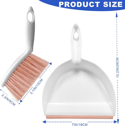 Mini Broom and Dustpan Set Small Dust pan & Brush Set Portable Cleaning Tools for Home Office RV Camping Learning (Pink)