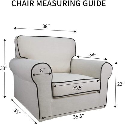 PureFit Reversible Quilted Sofa Cover, Water Resistant Slipcover Furniture Protector, Washable Couch Cover with Non Slip and Elastic Straps for Kids, Dogs, Pets (Chair, Navy/Ivory)