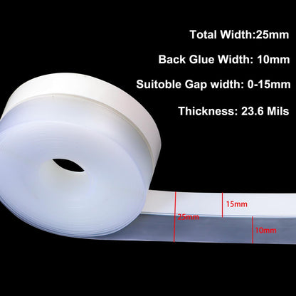 FOURGUN Silicone Weather Stripping Seal Door Tape 25 MM * 16.5FT Insulates Soundproofs Perfect for Door Frames Windows Bathroom Shower Glass Gaps Blocks Cold Air Rain