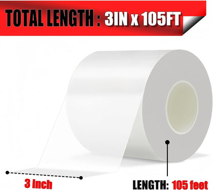 Window Weather Sealing Tape 3 in x 105 FT Weather Stripping Weatherproof Draft Stopper Clear Window Insulation Tape for Doors Windows Garages RVs Energy Saving Kit (3 in X 105 FEET)
