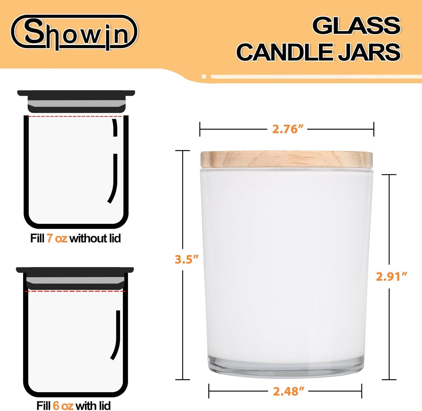 Thick Candle Jars for Making Candles 12 Pcs, 7 OZ Empty Jars with Wood Lids for Candle Making, Sample Container, White