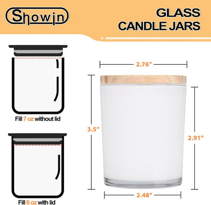 Thick Candle Jars for Making Candles 12 Pcs, 7 OZ Empty Jars with Wood Lids for Candle Making, Sample Container, White