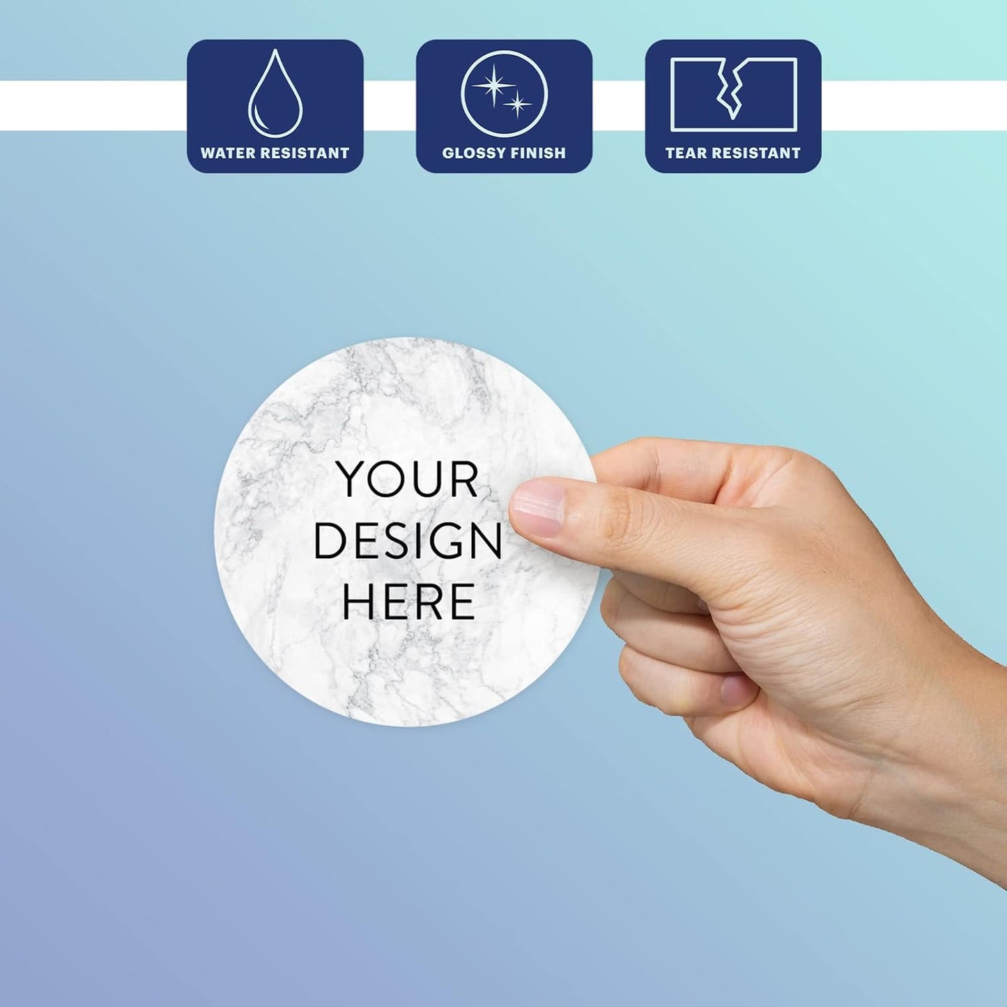 100 Custom Vinyl Stickers - Upload Your own Image, Text, Design, Logo - Personalized Logo Labels for Handmade, Packaging, Bottle, Jars, Candle, Brand Stickers (Silver Marble, 4x4)