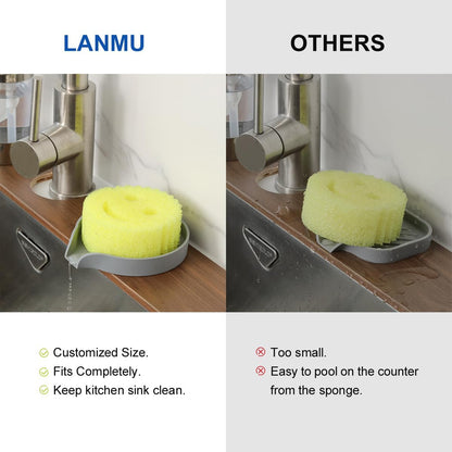 LANMU Silicone Smiley Face Sponge Holder for Kitchen Sink, Sink Caddy Organizer with Drainage for Quick Drying, Dishwasher Safe, Fit Palm Bush, Soap Dispenser Storage