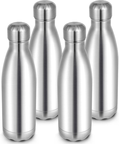 25oz Cola-Bottle Shaped Stainless Steel Leak-proof Water Bottle,Double Wall Vacuum Insulated Metal,Travel Mug For Sports Indoors & Outdoors,BPA-Free School Kid FlaskS,Silver(4 Pack)